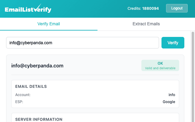 EmailListVerify Chrome Extension image 2
