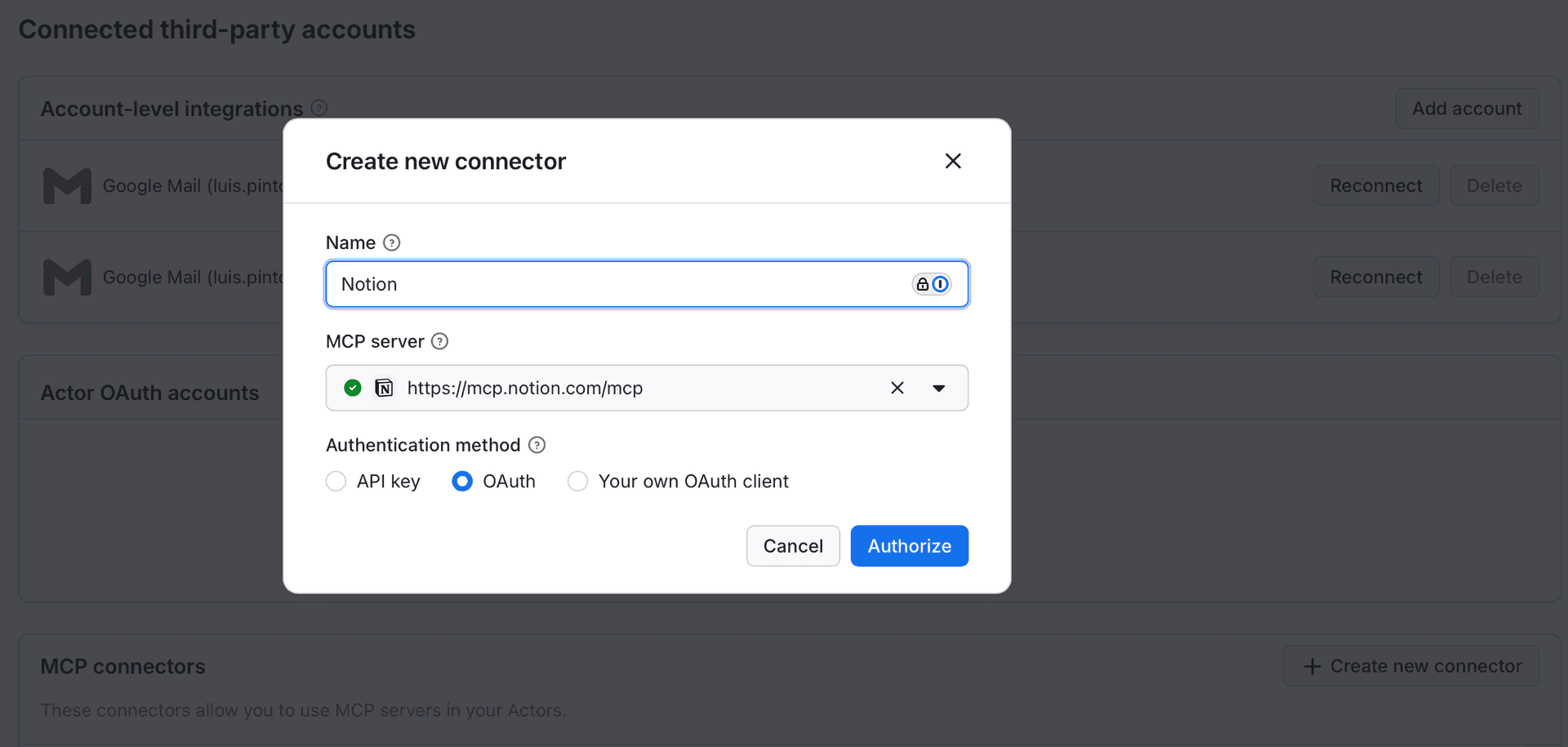 MCP connectors · Apify image 4