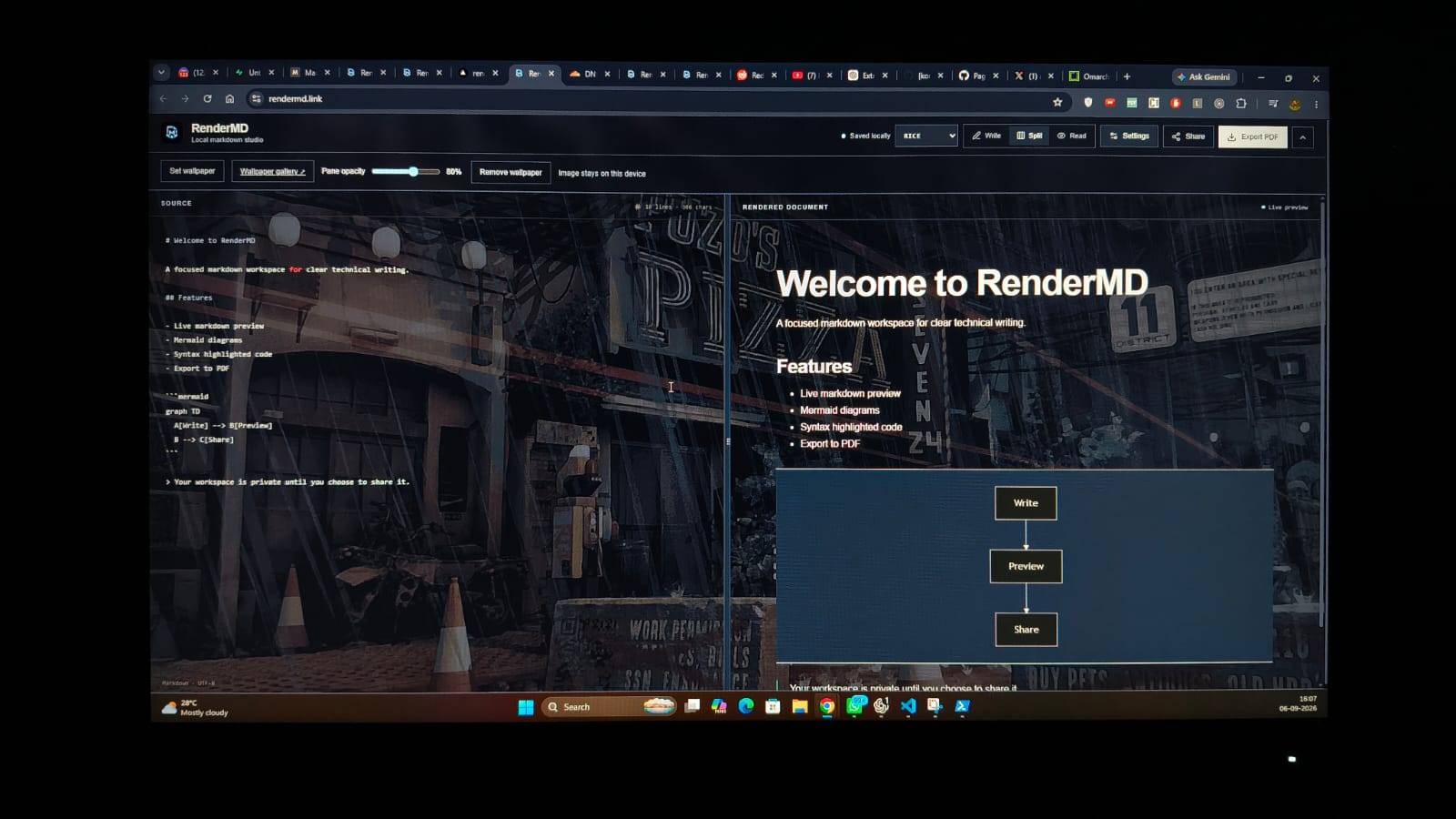 RenderMD — Markdown workspace image 2