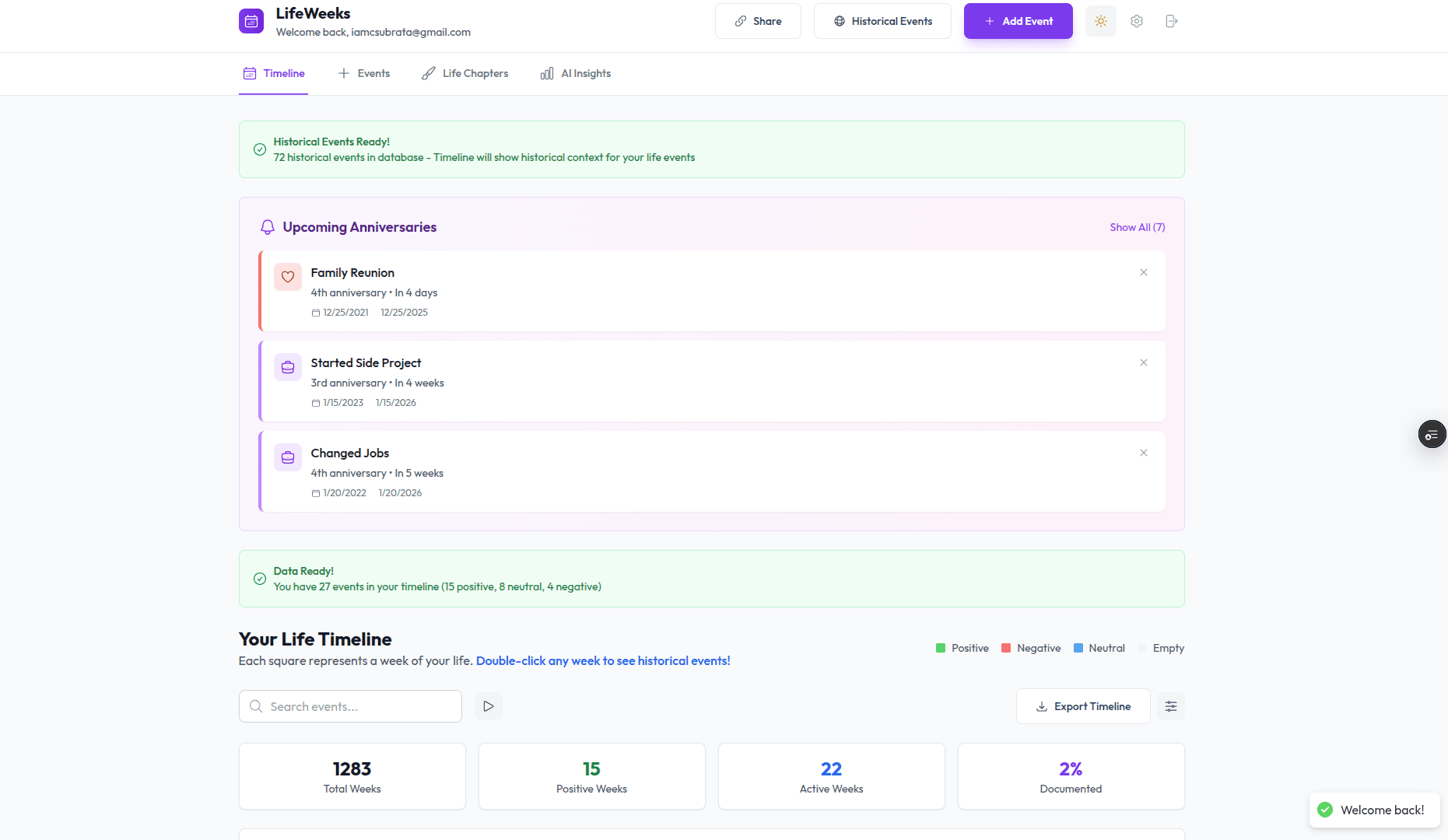 LifeWeeks - Your Life Journey Visualizer image 3