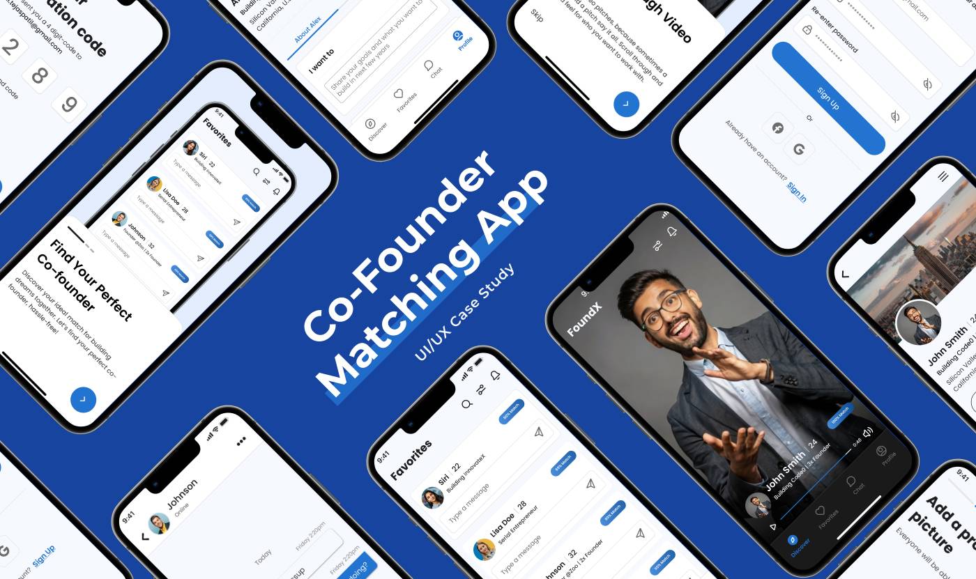 Co-Founder Matching App - UI/UX Case Study