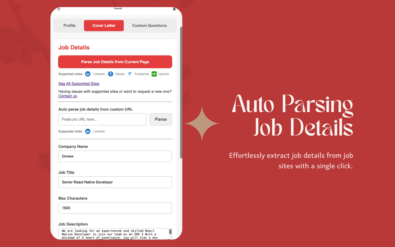 CoverAI Chrome Extension image 3