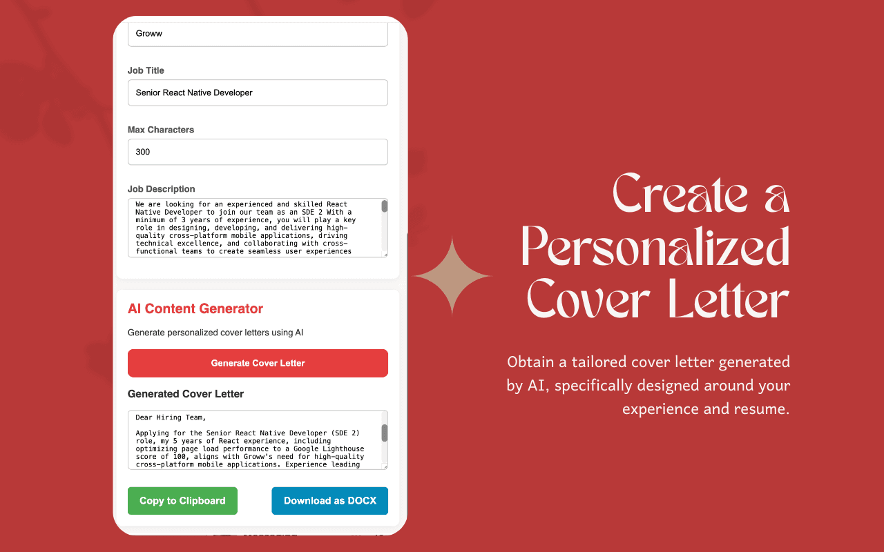 CoverAI Chrome Extension image 4