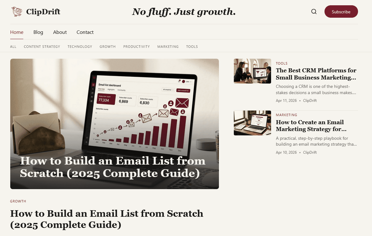 ClipDrift - No fluff. Just growth. image 1