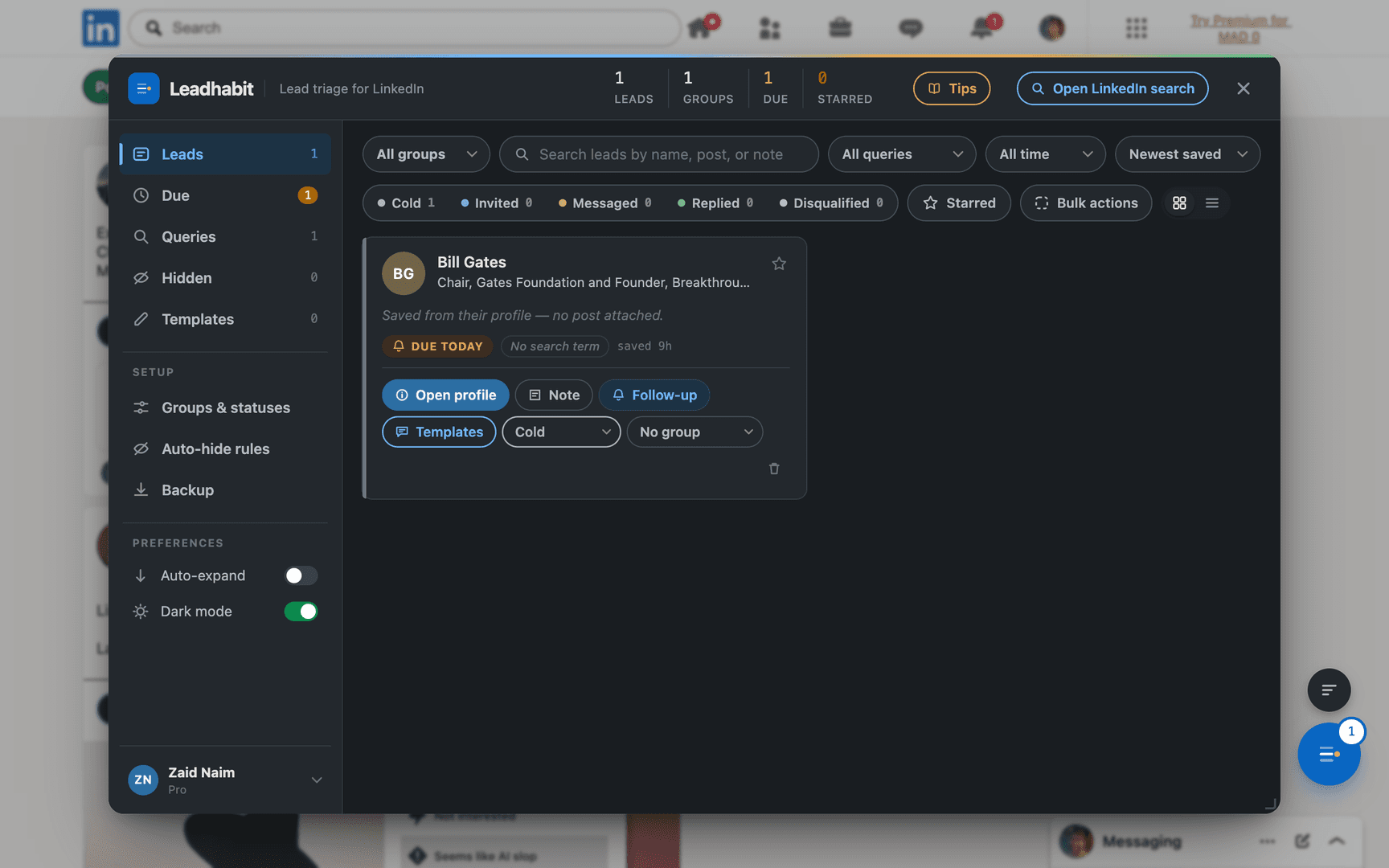 Leadhabit — LinkedIn Lead Tracker & Follow-Up image 2