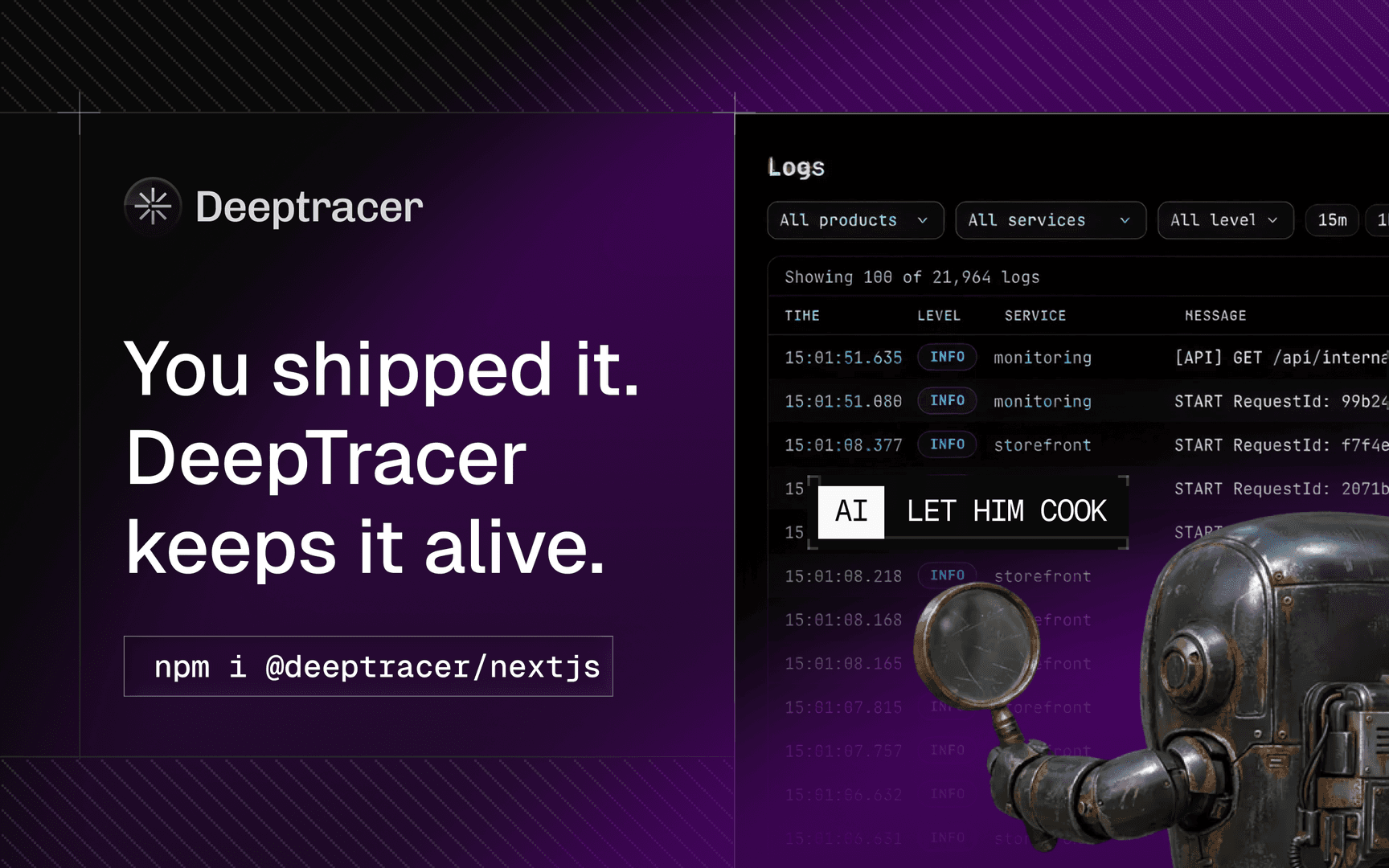 DeepTracer AI Error Monitoring for Developers image 1
