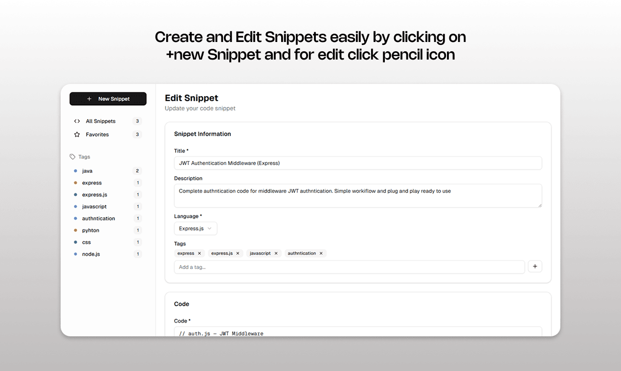 Snippetly – Save, Organize & Share Code image 1
