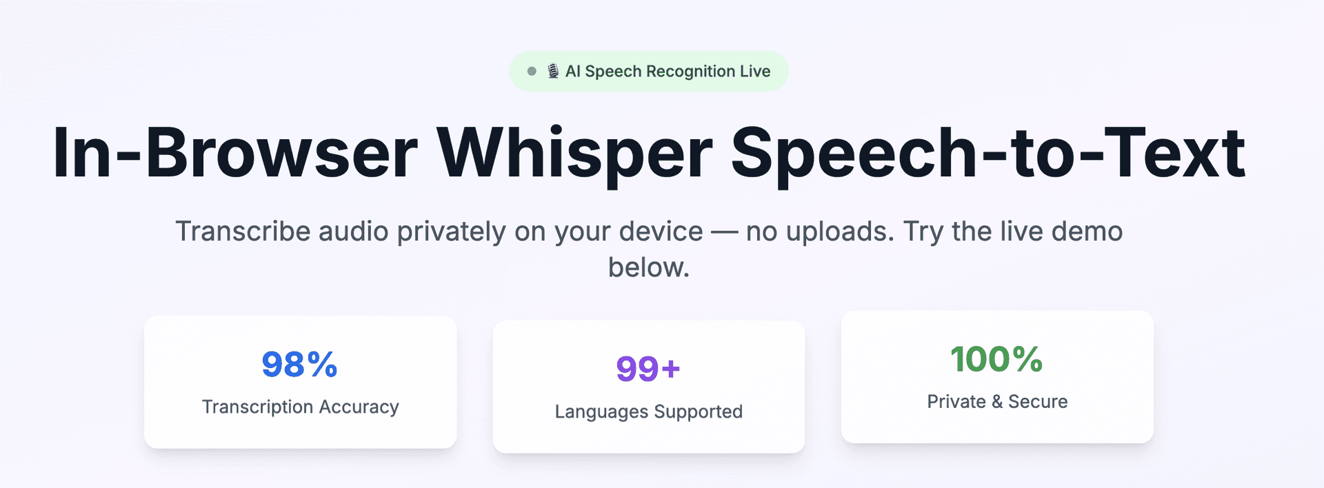 Whisper Web — In‑Browser Speech‑to‑Text image 1
