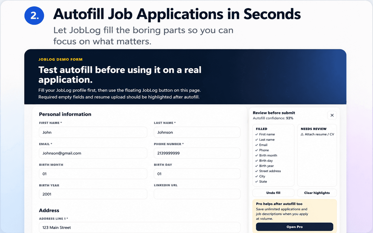JobLog - Job Application Tracker and Autofill image 2