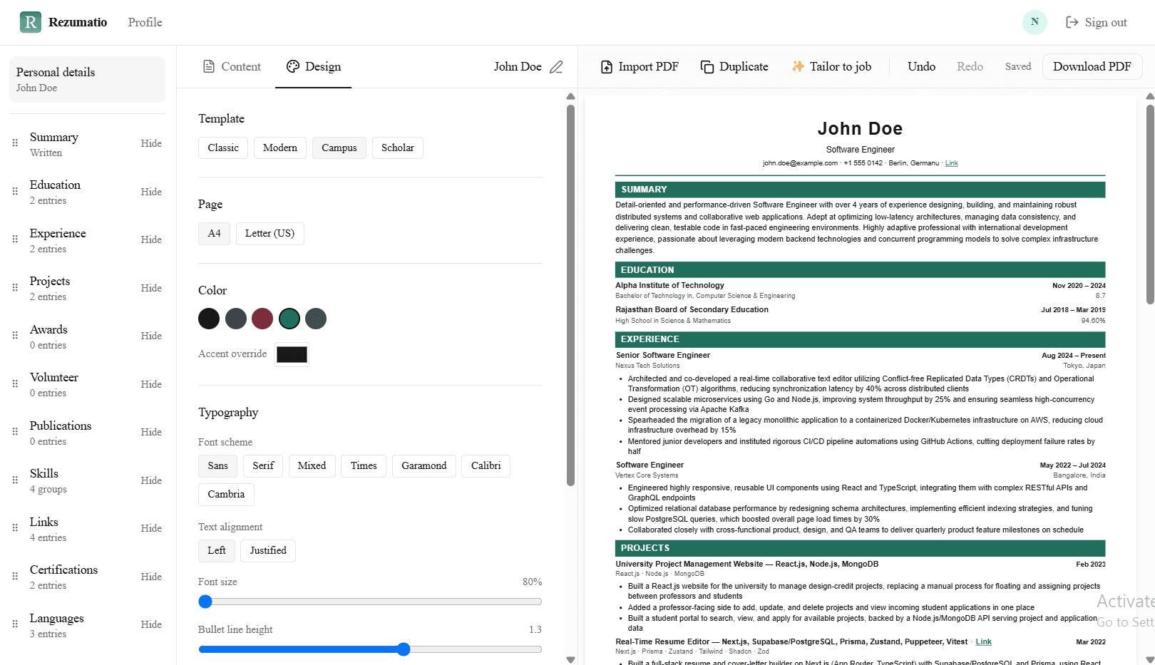 AI Powered Real Time Resume Editor image 1