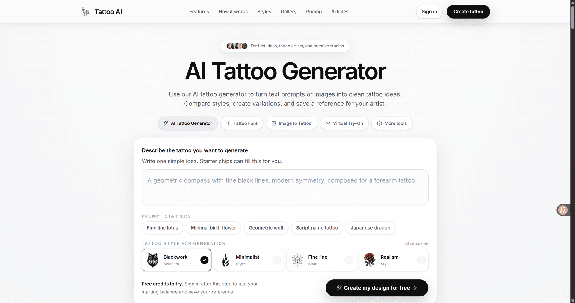 Free AI Tattoo Generator Online image 1