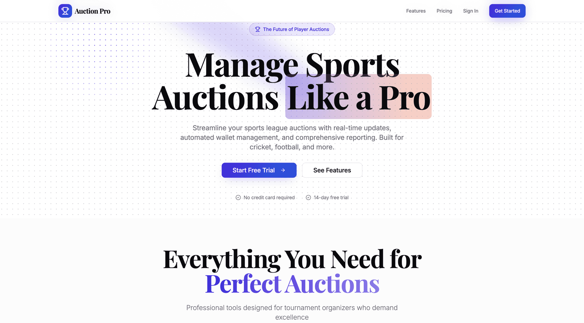 AuctionPro - Player Auction Management System image 1