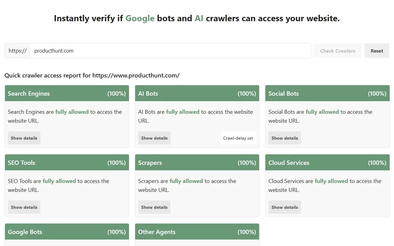CrawlerCheck: Free Website Crawlability Test image 1