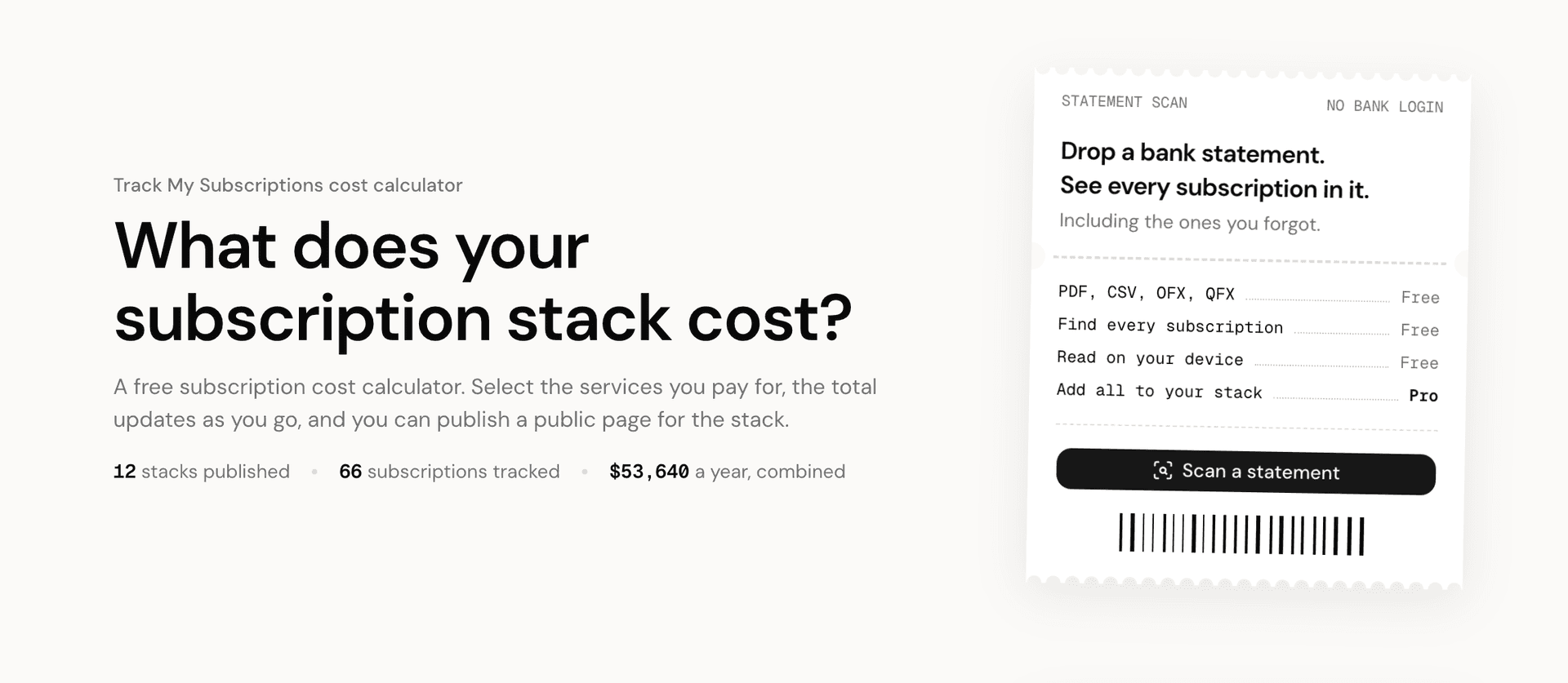 Track My Subscriptions cost calculator image 5