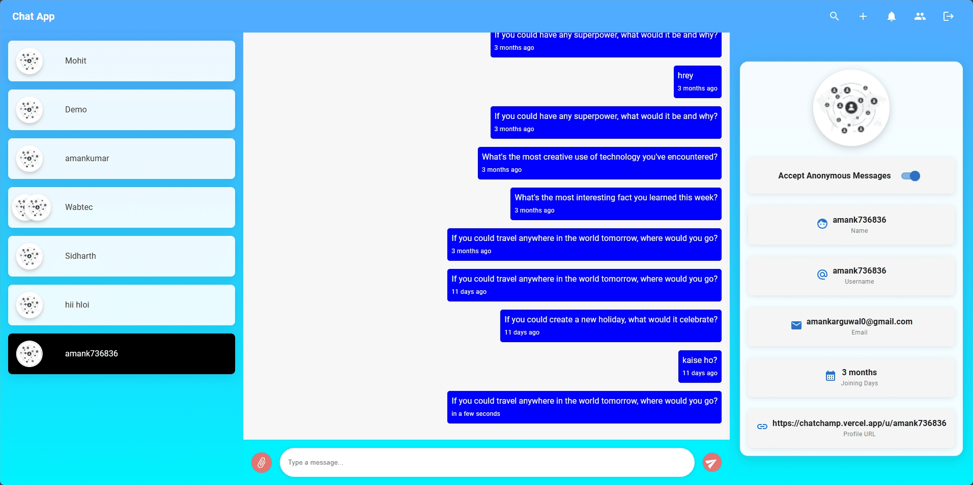 Chat Champ: Real‑Time Anonymous Messaging App image 3