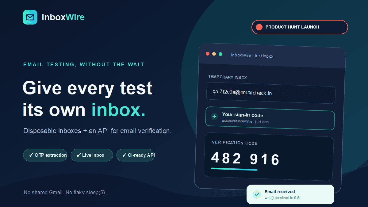 InboxWire — Disposable Email & Test API image 5