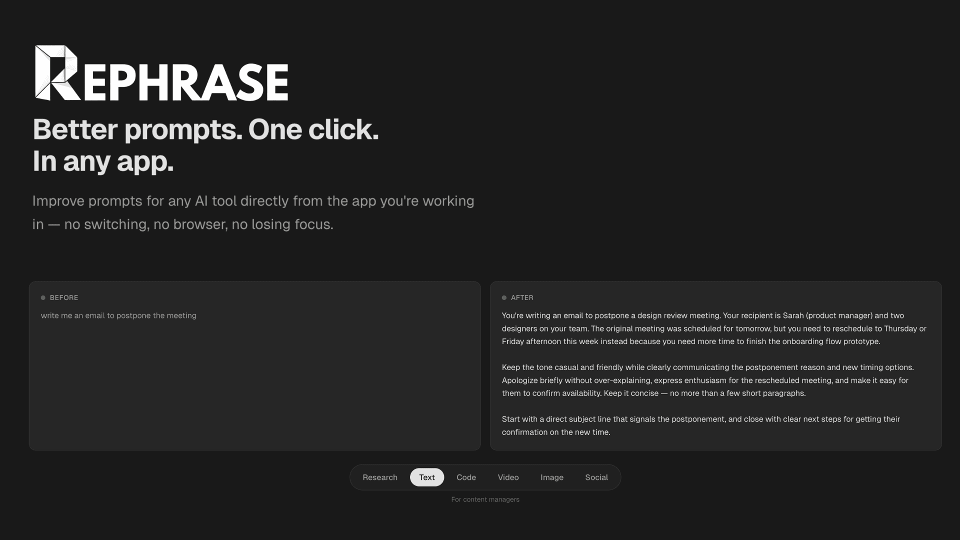 Rephrase - AI Prompt Generator for macOS image 1