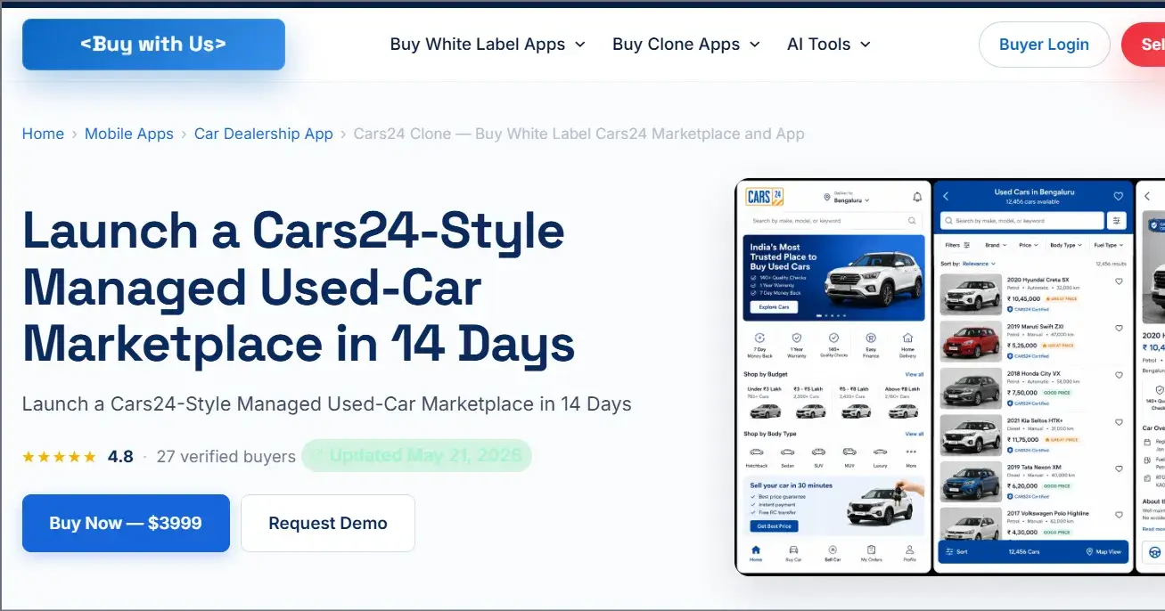 Cars24 Clone - Tips to Buy Readymade App Like Car24
