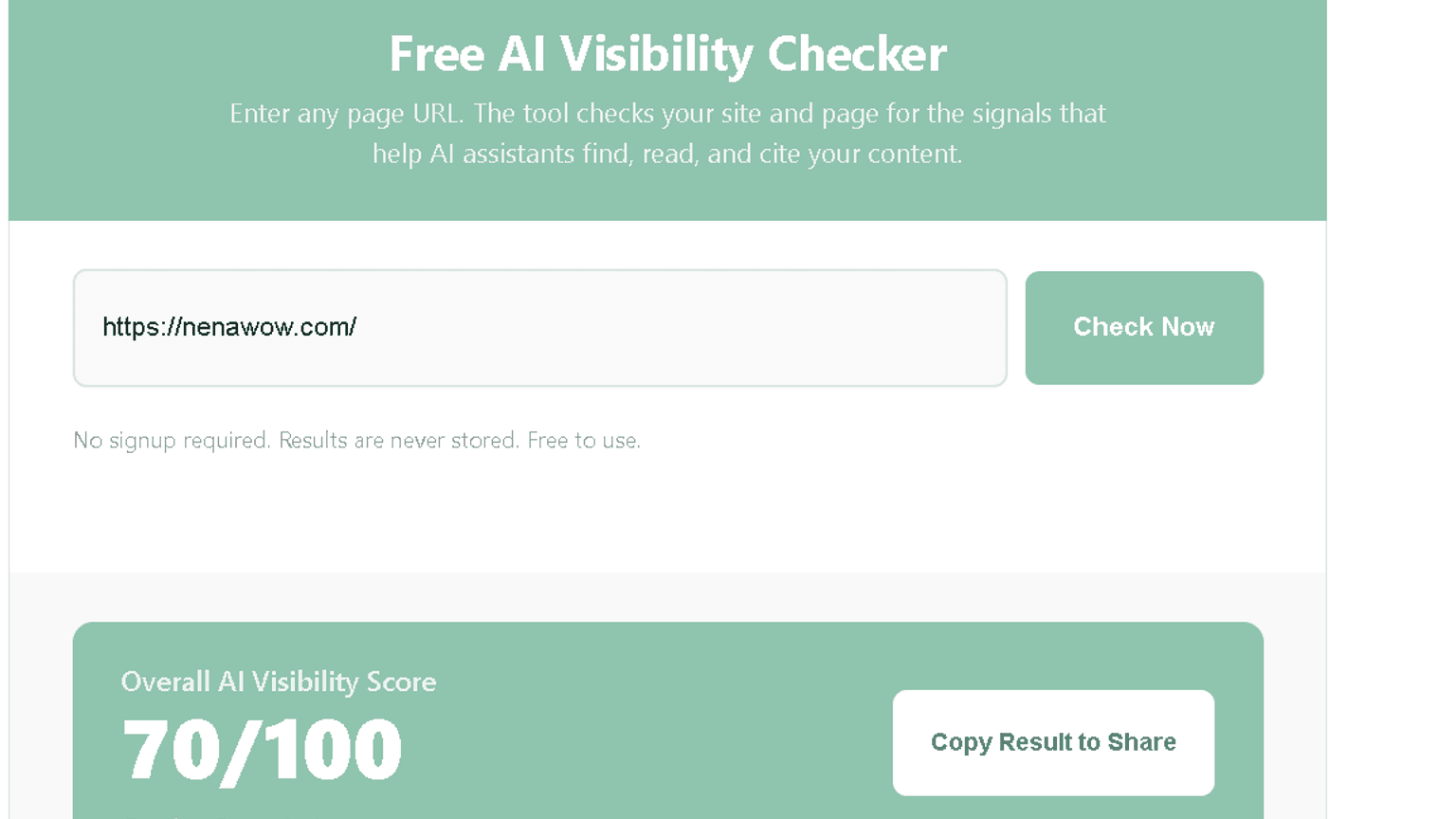 Free AI Visibility Checker - nenawow image 1