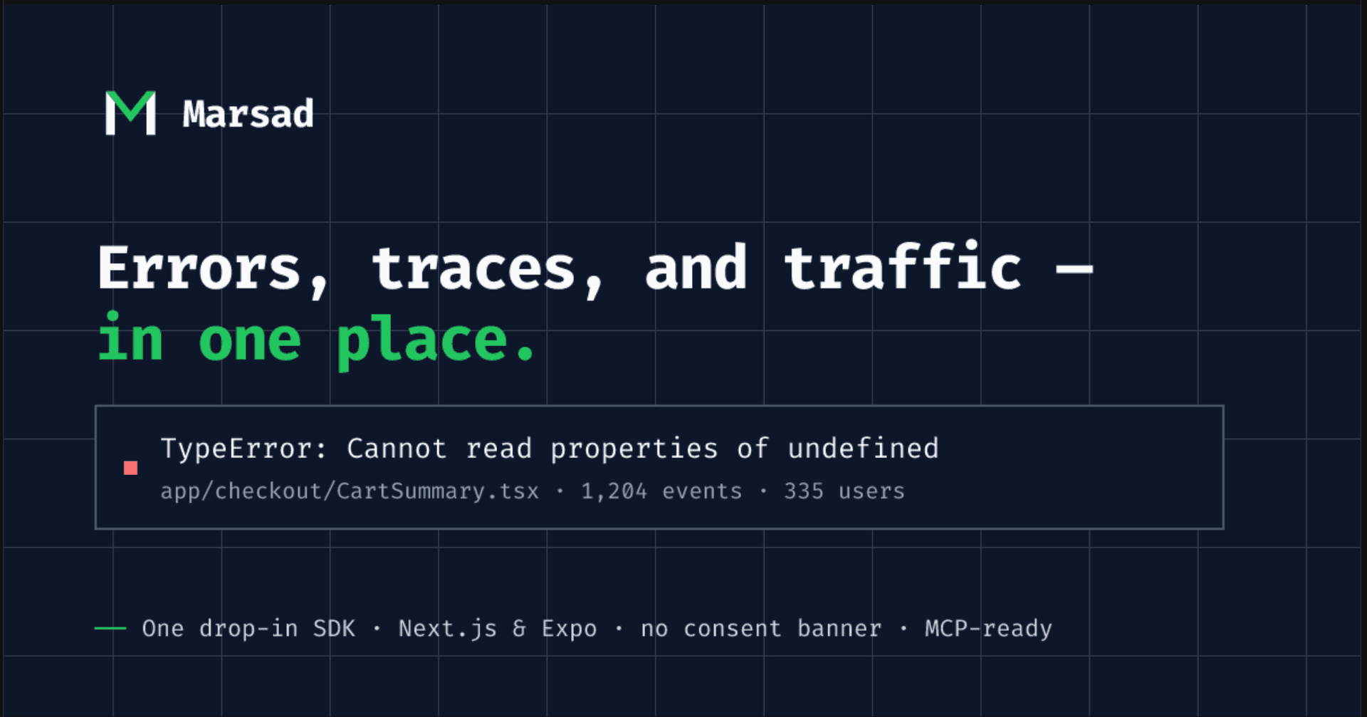 Marsad — errors, traces & analytics one SDK image 1