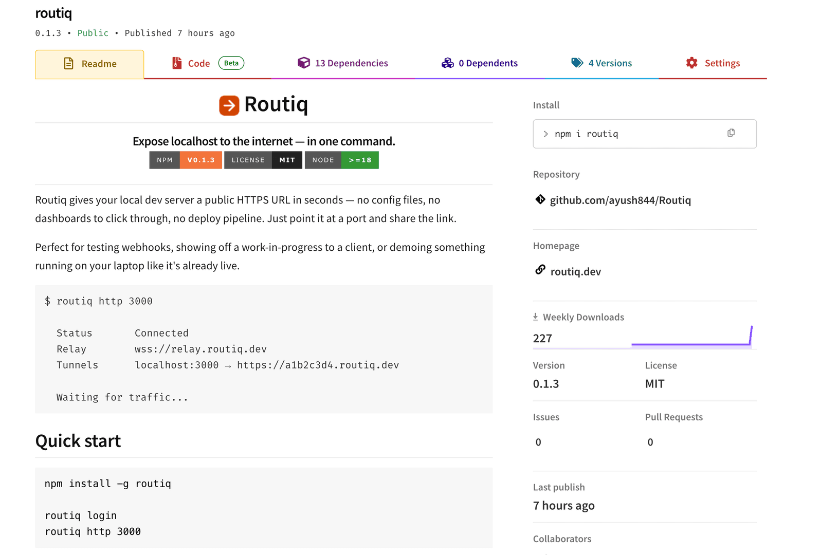 Routiq - Expose localhost to the internet image 3