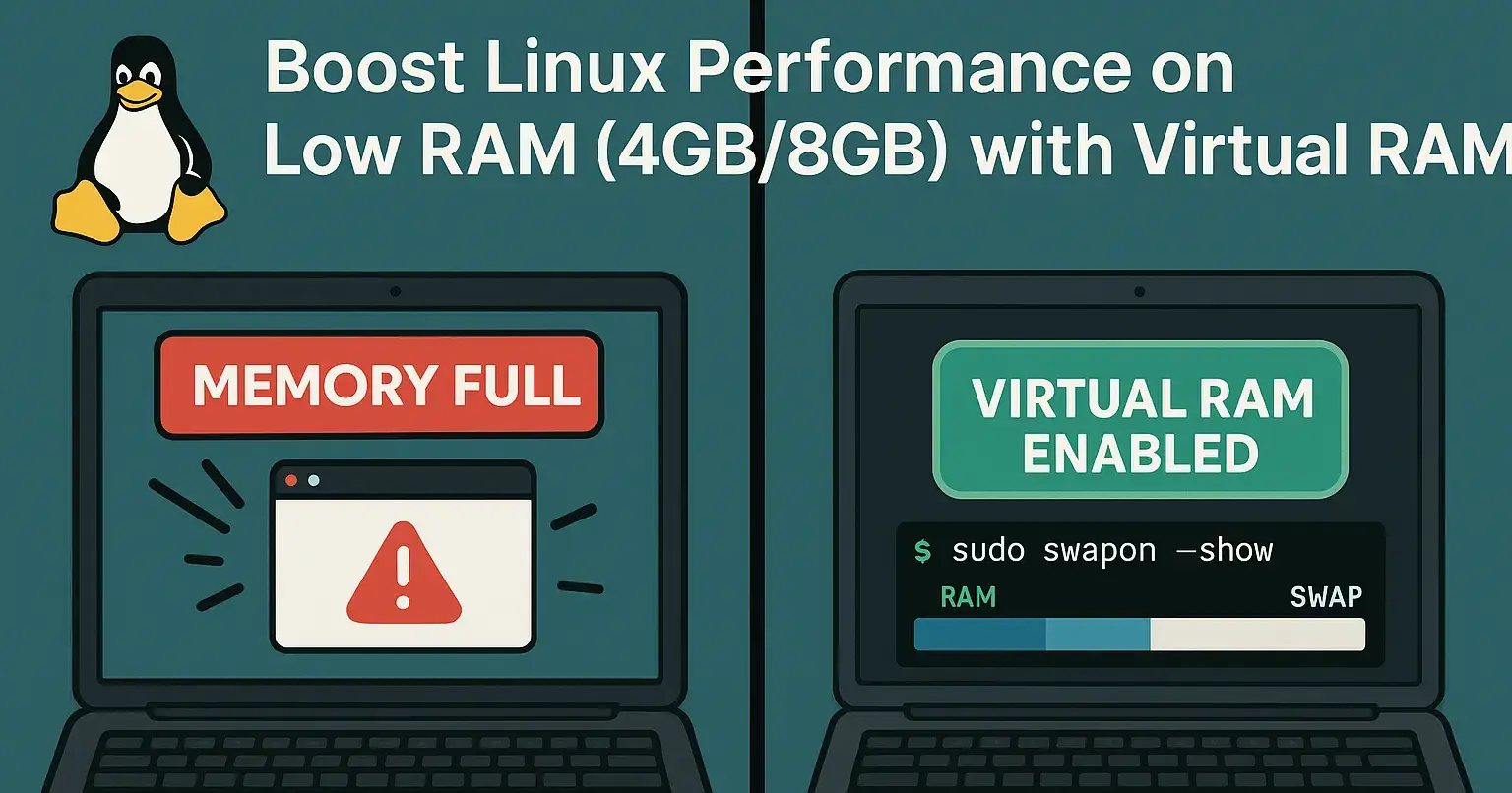
🚀 How I Fixed Performance Issues on 4GB/8GB RAM Linux by Creating Virtual RAM