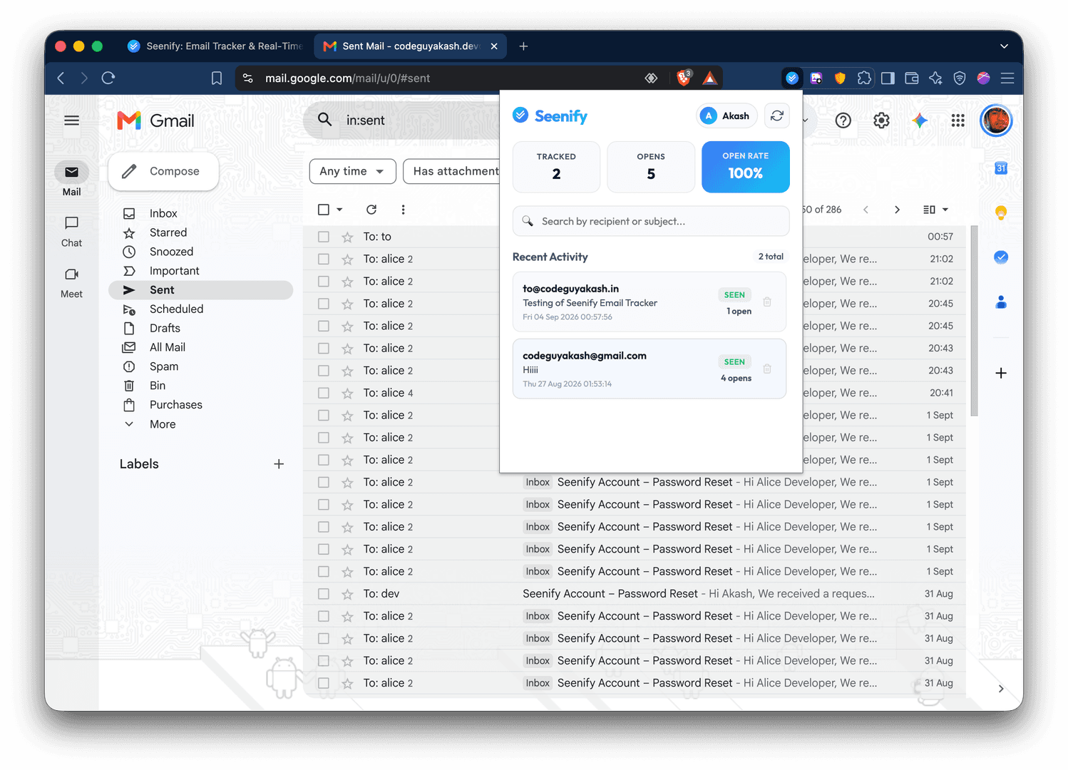 Seenify – Real-Time Email Tracker for Gmail image 5