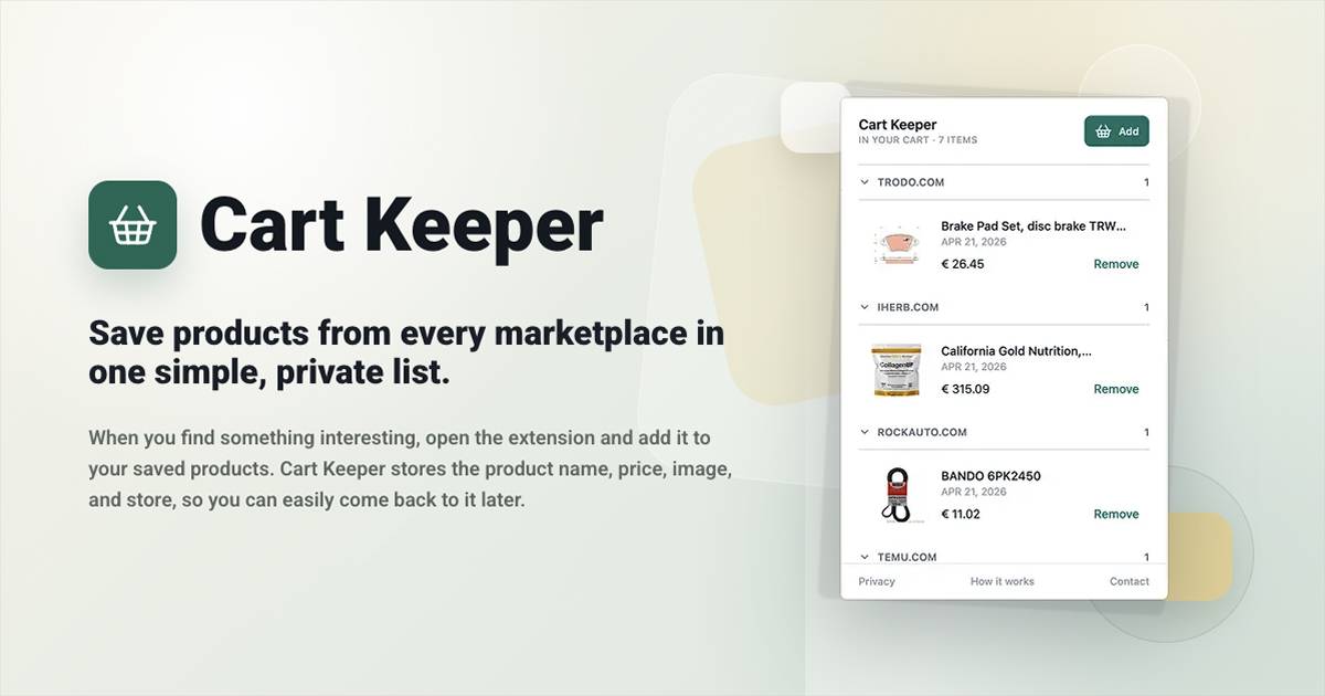 Cart Keeper - Chrome Web Store image 2