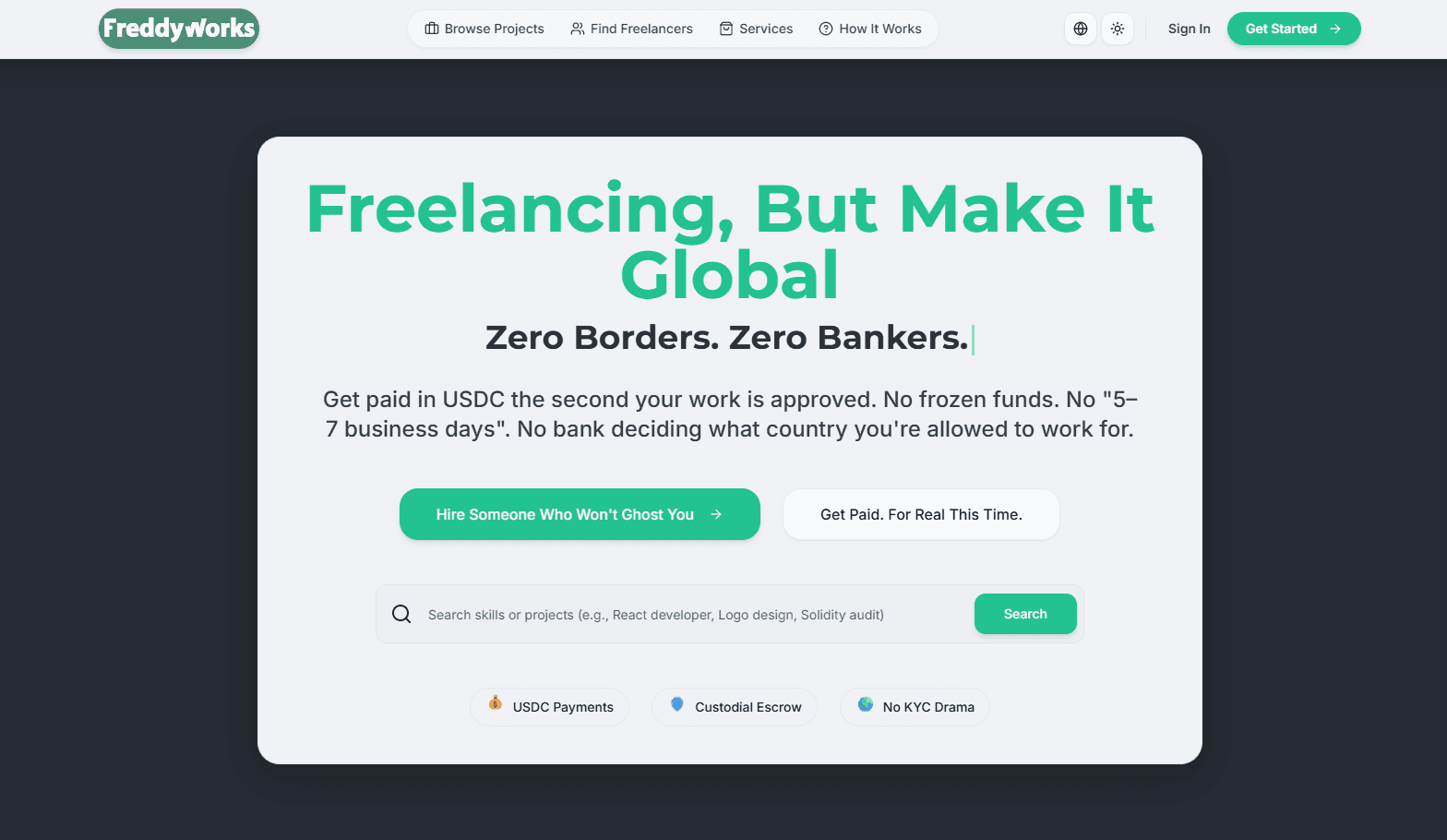 FreddyWorks – Hire Freelancers, Pay in USDC image 2