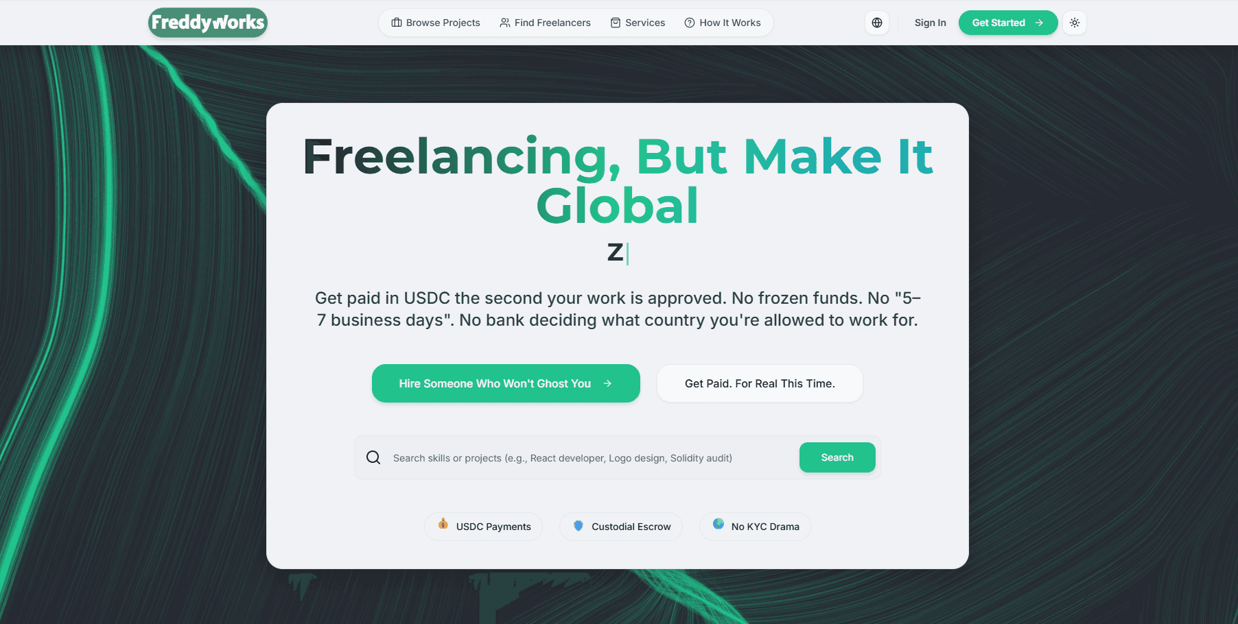 FreddyWorks – Hire Freelancers, Pay in USDC image 1