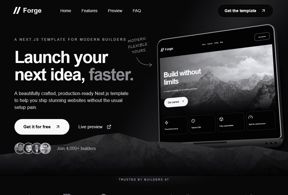 Forge — Next.js 16 Landing Page Starter image 1