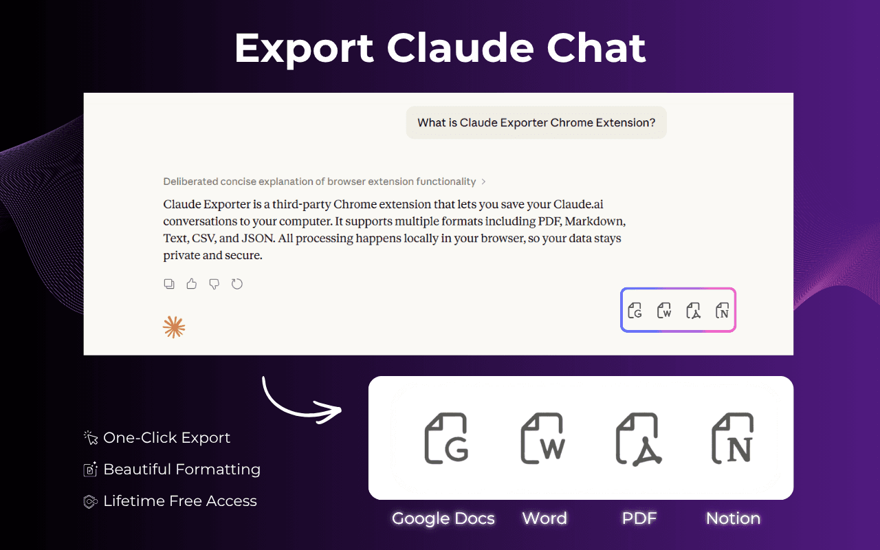 Claude Exporter: Save to PDF, Notion, Word image 2