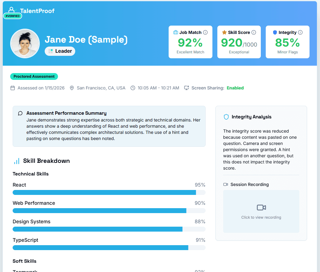 Anti Cheat Skill Verification for Recruiters image 3