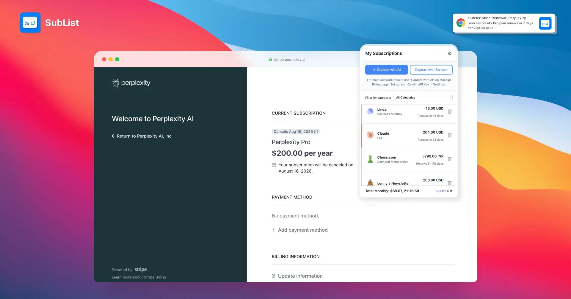 Manage Subscriptions Smarter, with AI ✨
