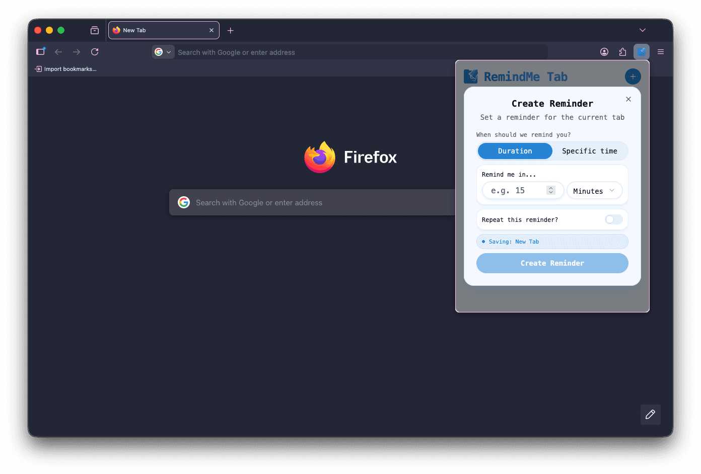 RemindMe Tab - Set reminder for browser tabs image 2