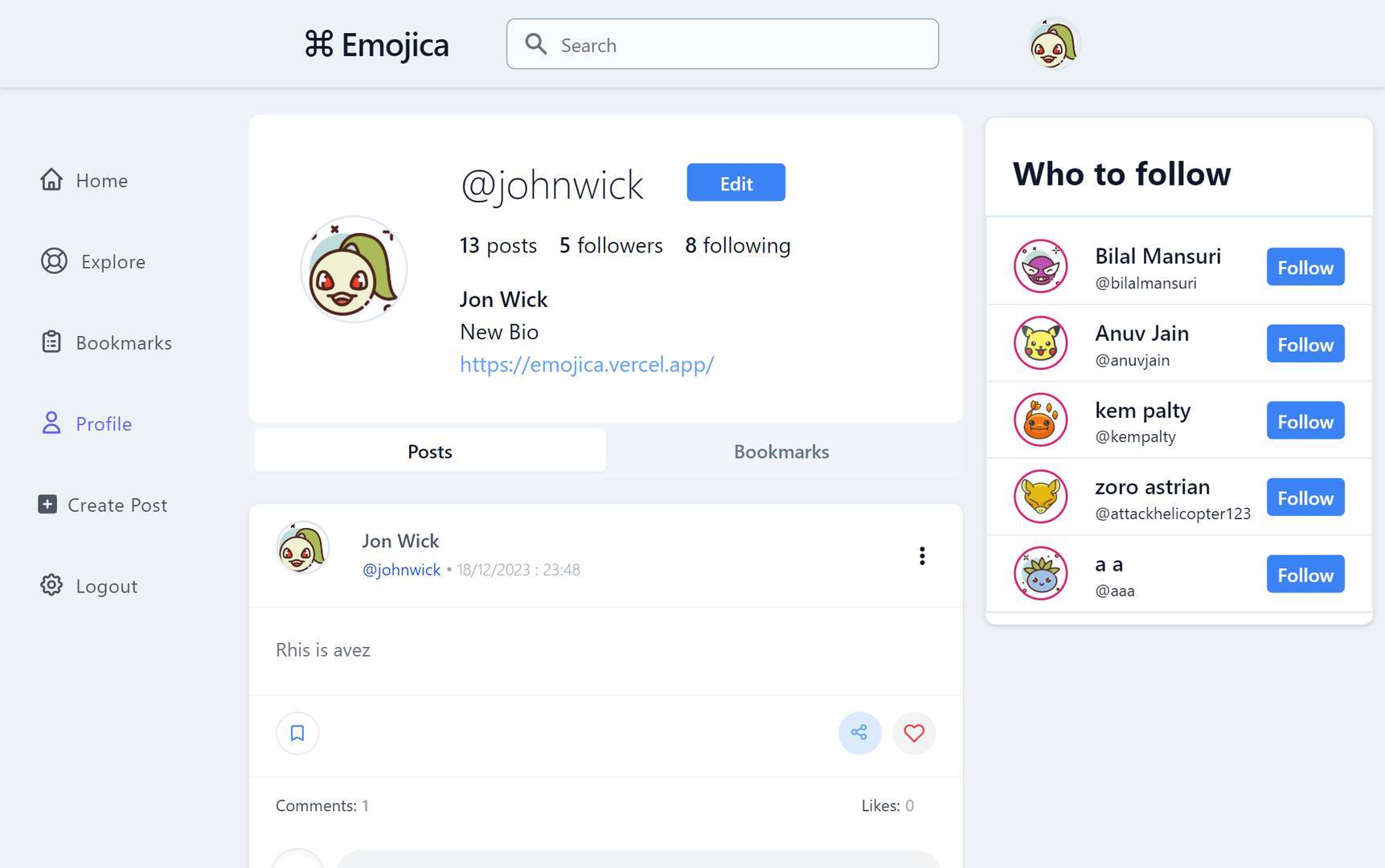 Emojica - Social Media App