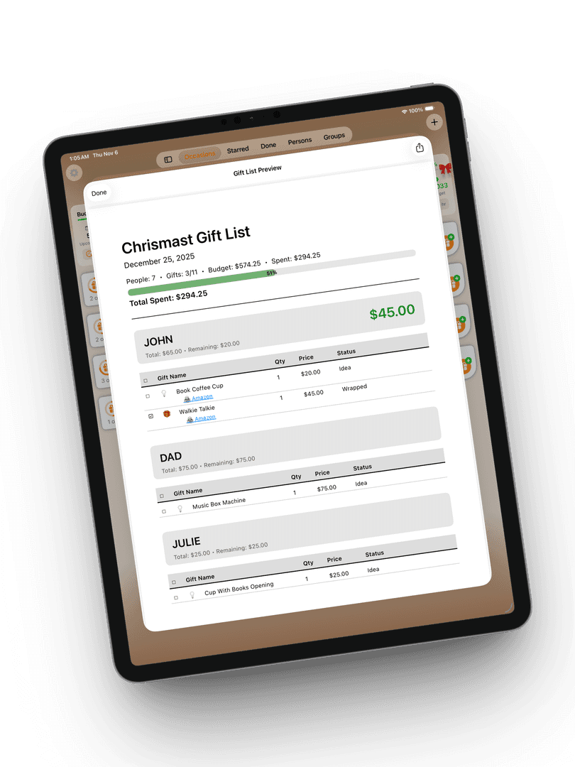 ‎Gift List Planner & Tracker image 5