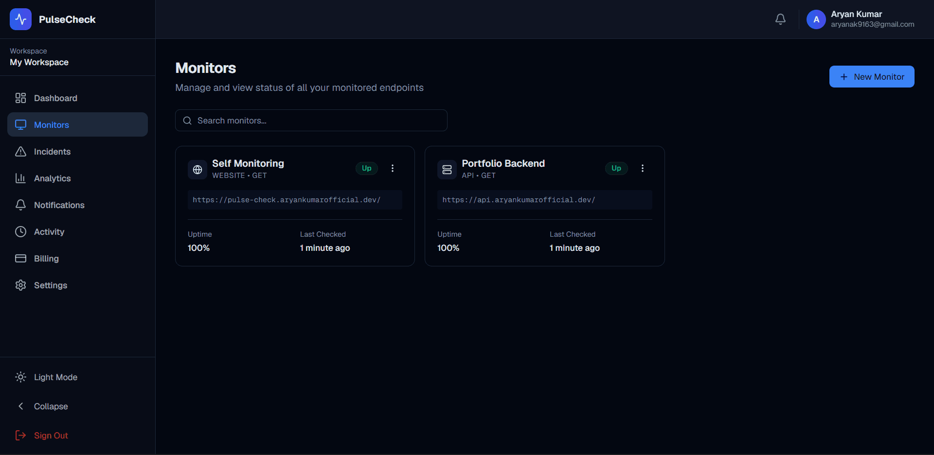 PulseCheck — Website & API Monitoring | Peerlist