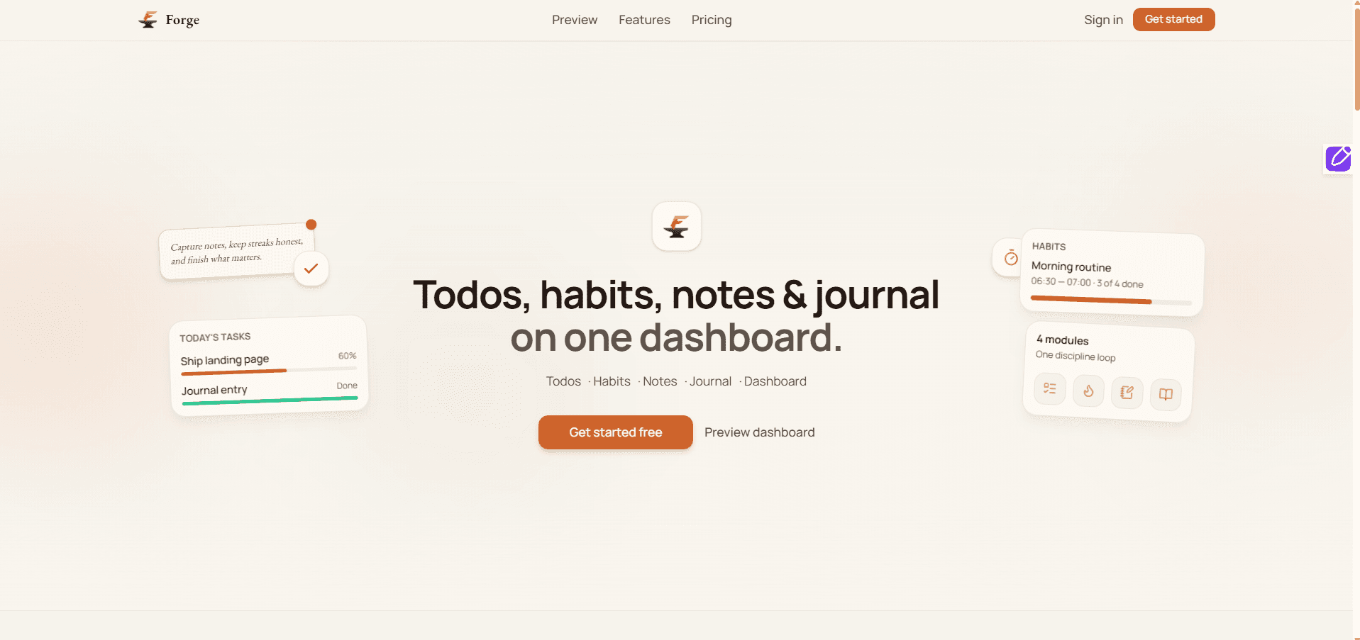 Forge — Your discipline workspace image 1