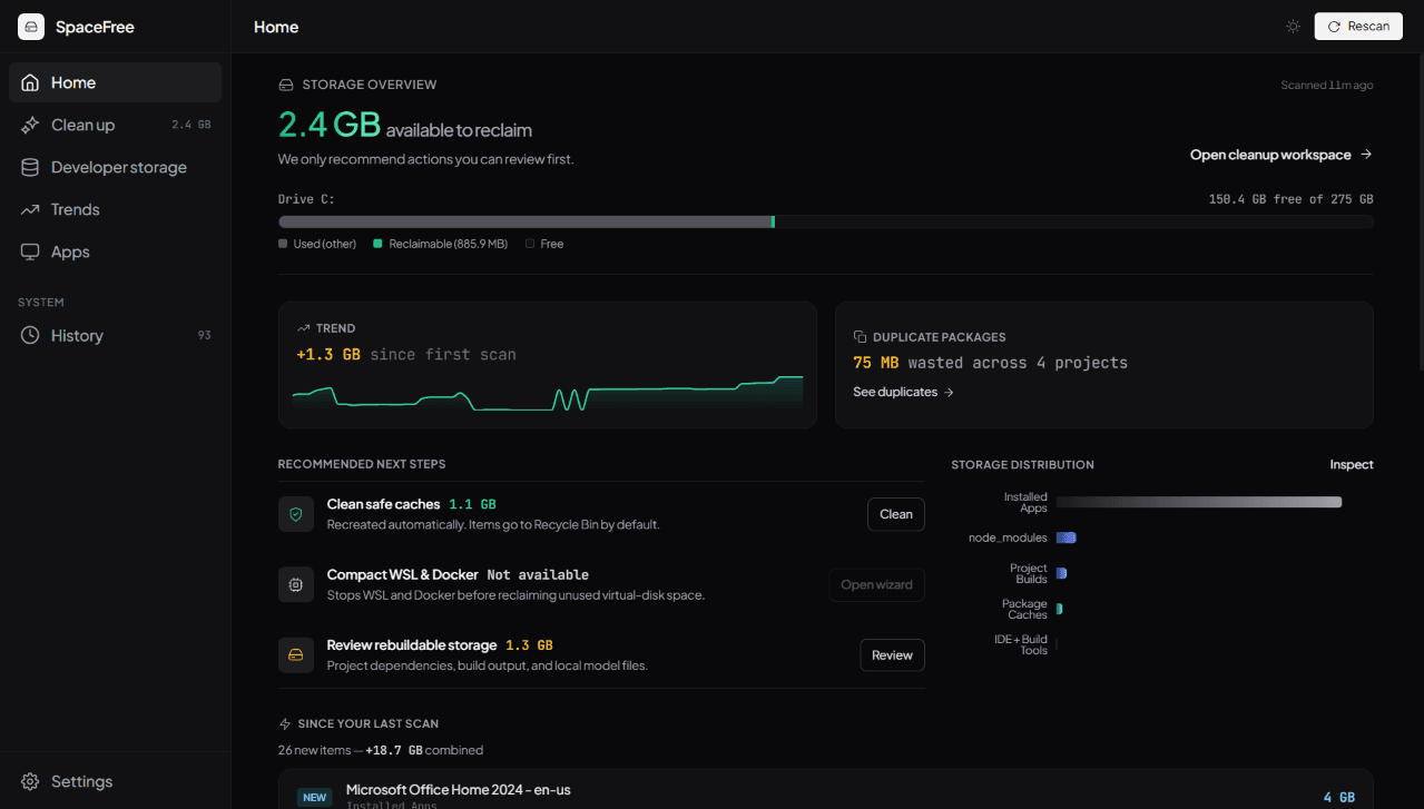 SpaceFree — Developer Storage Inspector image 3