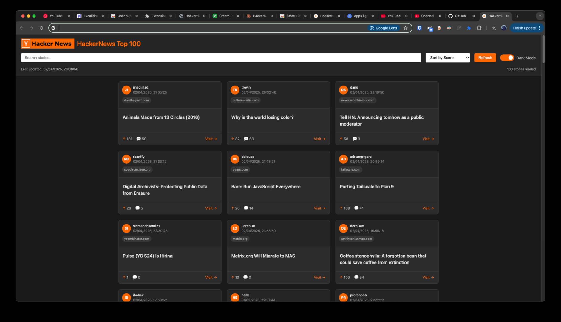 HackerNews Top 100 - Chrome extension