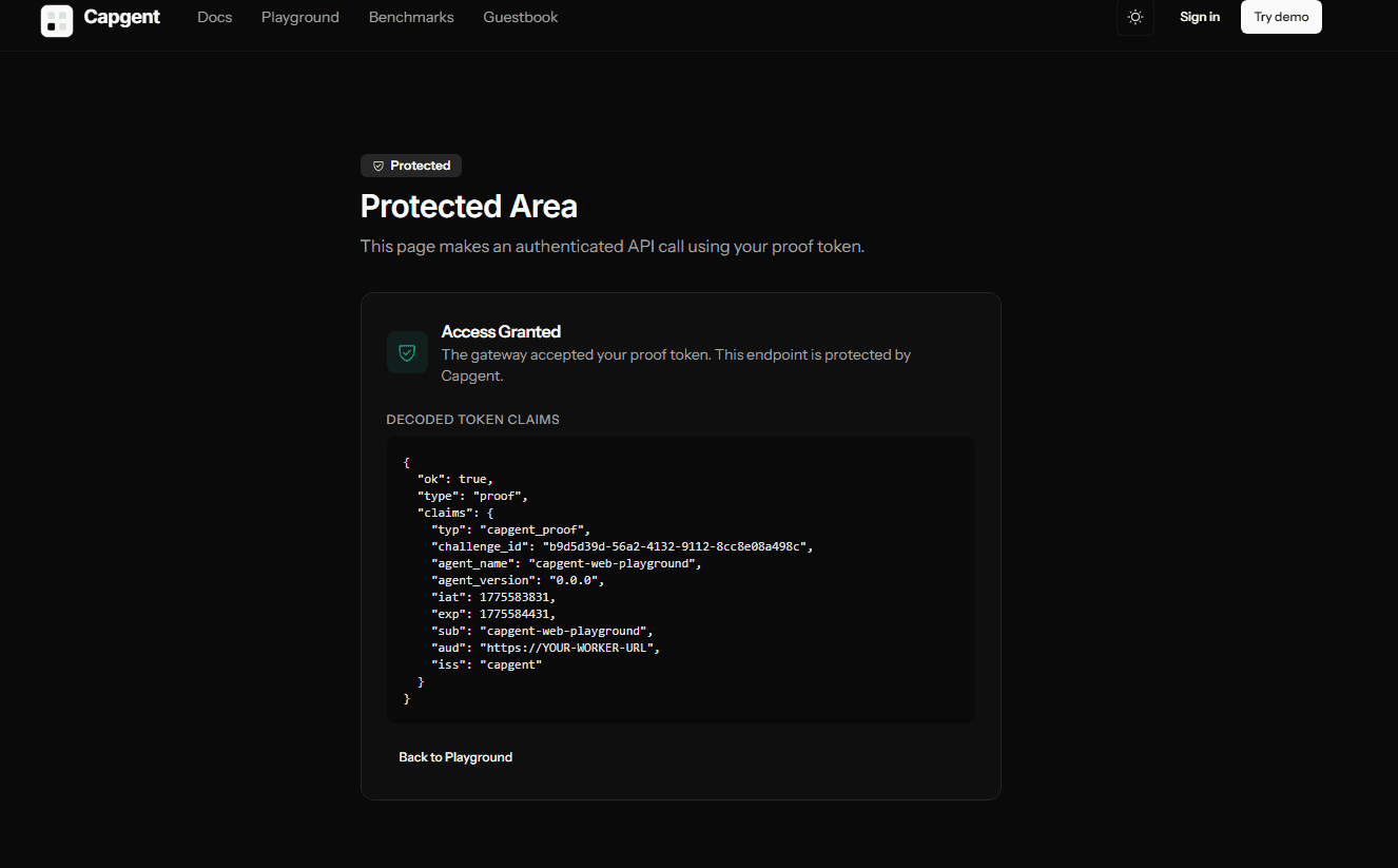 Capgent — Agent Verification Infrastructure image 3
