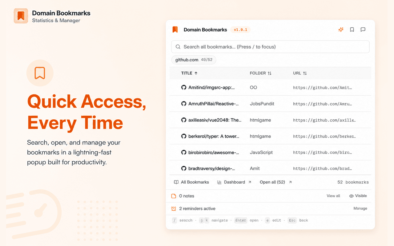 Domain Bookmarks - Notes & Reminders image 1
