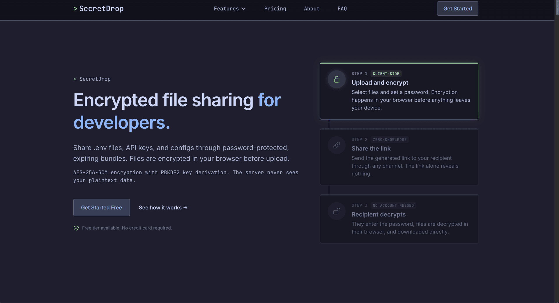 SecretDrop — Encrypted file sharing for devs image 2