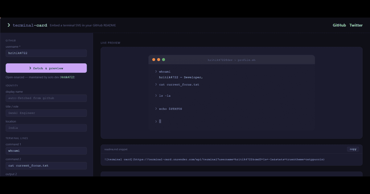 Terminal Card Generator - Github Profiles image 3
