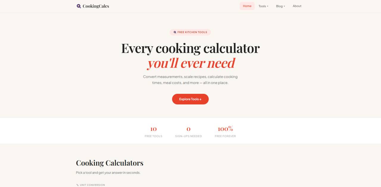 CookingCalcs – Free Kitchen Calculators image 1