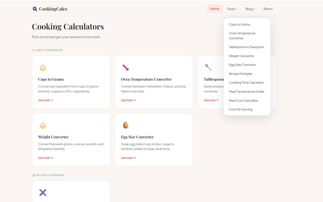 CookingCalcs – Free Kitchen Calculators image 2