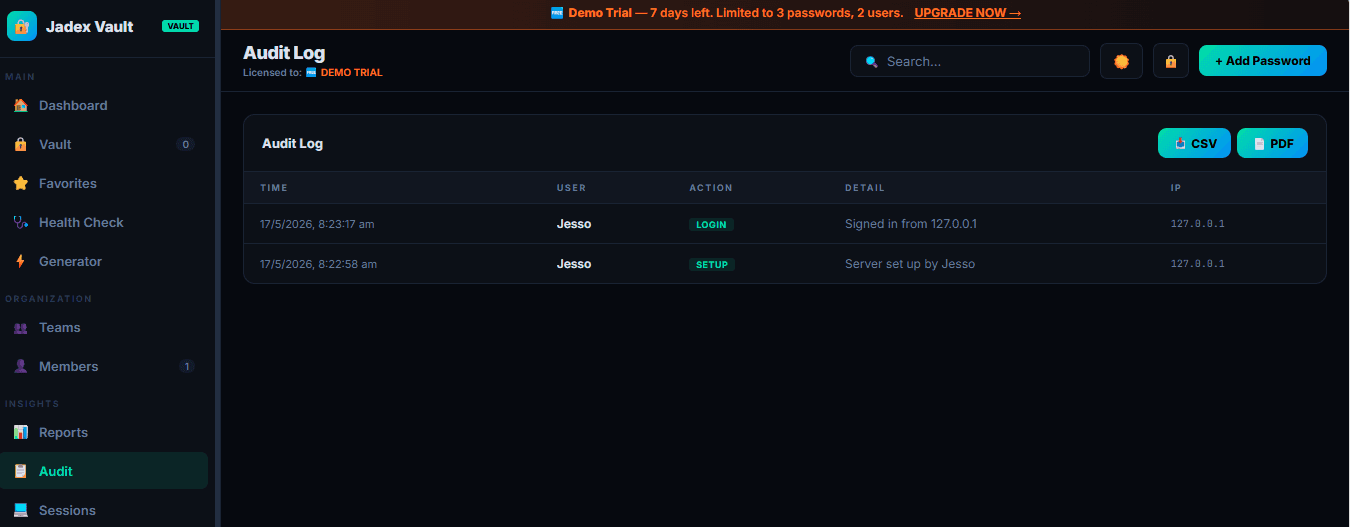 Jadex Vault | Self-Hosted Team image 3
