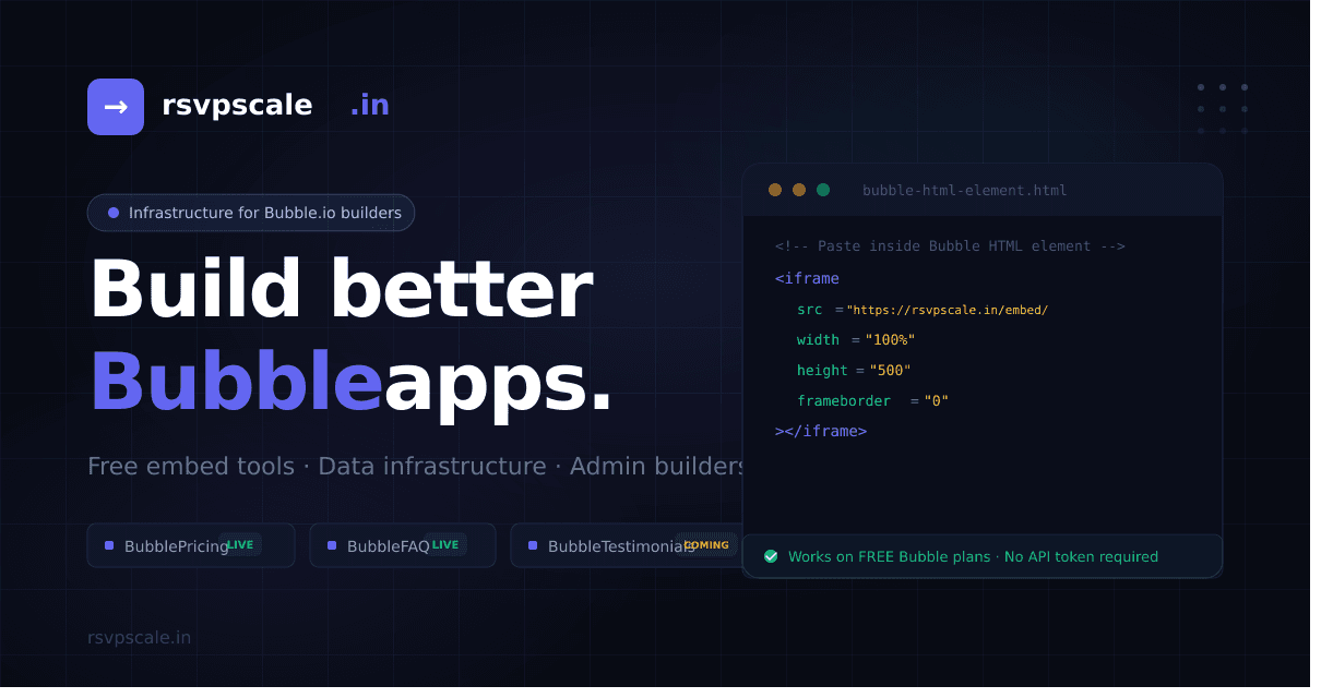 rsvpscale.in — Infra for Bubble.io Builder image 1