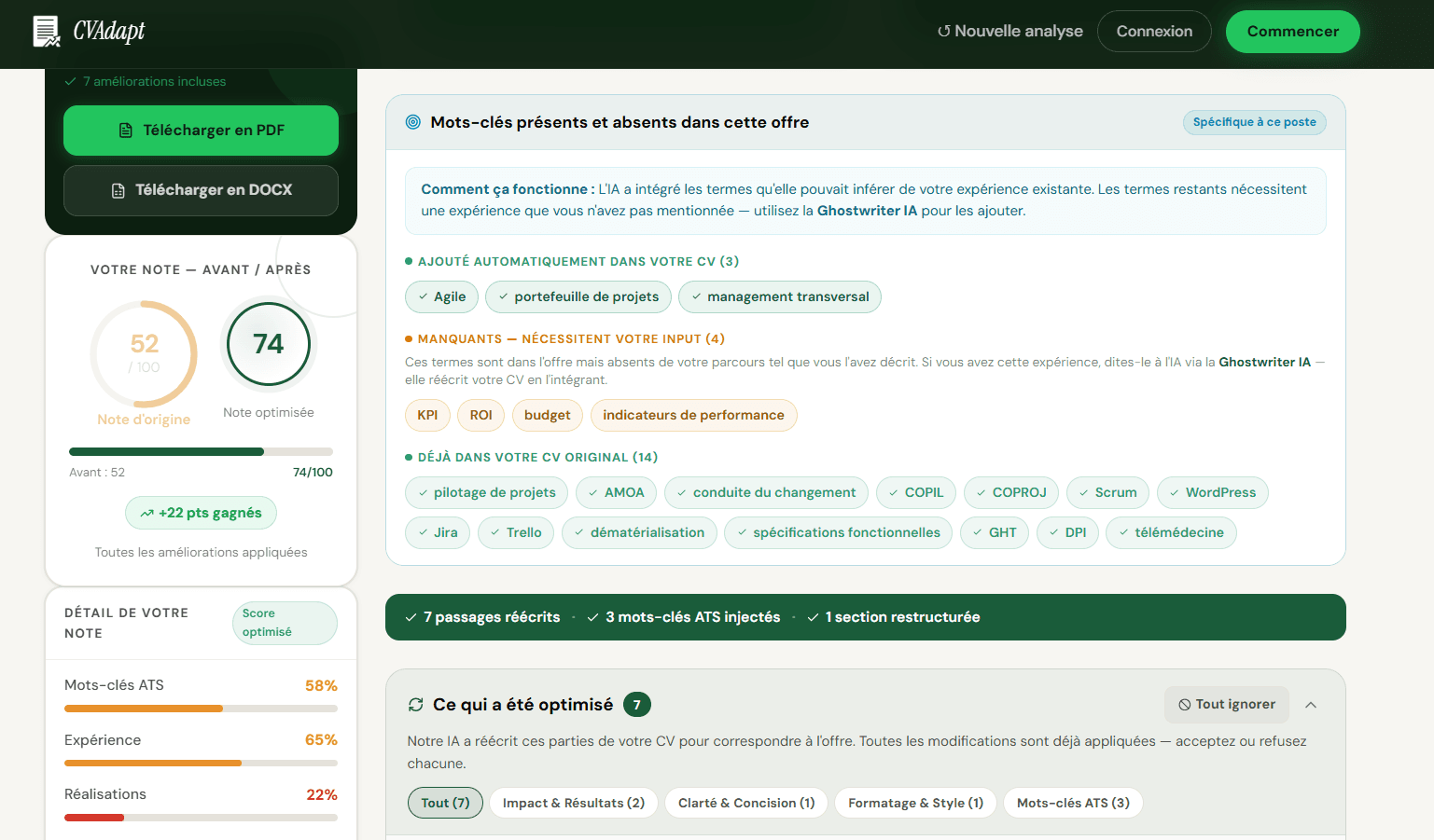 CVAdapt — Optimiser votre score ATS en 60 sec image 3